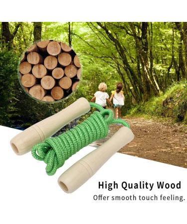 Adjustable 270cm Kids Jump Rope - Wooden Handle & Cotton Rope for Boys & Girls - Green Fitness Spring Rope - Buy Online on SooperMarket.com