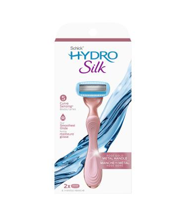 Schick Hydro Silk Moisturizing Razor for Women with Premium Rose Gold Metal Handle and 2 Refills Hydro Silk Rose Gold Metal Handle