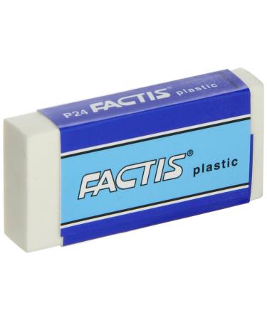Factis Graphite Plastic Vinyl Eraser - Box of 24 - White  Small - P-24