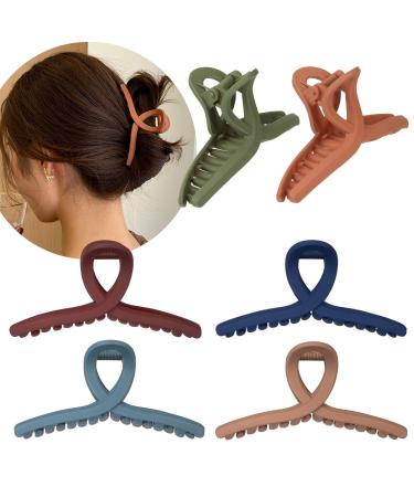 Whaline Hair Claw Clip 6 Color Hair Jaw Clamp Clips 4.3 Inch Nonslip Hair Claw Strong Hold Matte Butterfly Clip Clamp Hair Styling Accessories for Women Girls Thin Thick Fine Hair