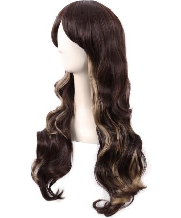 MapofBeauty 28 Inch Charming Women Side Bangs Long Curly Synthetic Wig (Brown Mixed Blonde) - Buy Online on SooperMarket.com