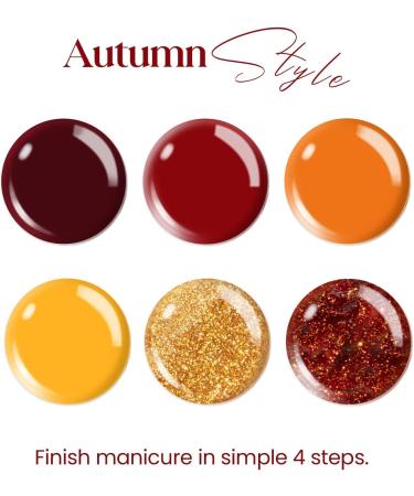 Beetles Gel Nail Polish Set Fall Winter Colours Yellow Orange Gold Glitter Red Gel Polish Soak Off UV Gel Nail Polish Nail Art Salon Manicure Gel Nail Kit DIY at Home Nail Gifts for Women Thanksgiving Day - Buy Online on SooperMarket.com