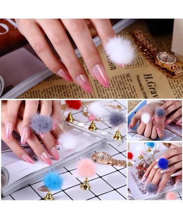 3D Fluffy Pom Balls Nail Charms Kit | 24 Pieces with Magnetic Detachable Plush Pom Poms | Storage Box Included | Nail Art DIY for Girls and Women - Buy Online on SooperMarket.com