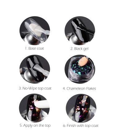 KUKA Dark Chameleon Nail Flakes Set - Iridescent Glitter Chrome Powder for Mirror Mermaid Effect - 6 Jars - Buy Online on SooperMarket.com