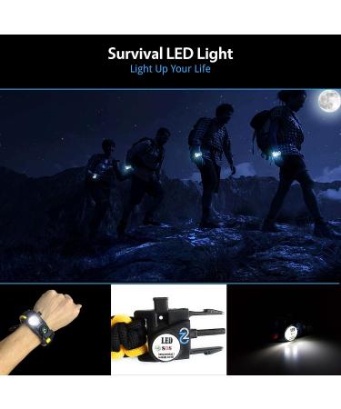 Survival Paracord Bracelet Set of 2 Blue- Tactical Emergency Gear Kit with SOS LED Light, Multitools, Fire Starter, Compass, and Whistle - Buy Online on SooperMarket.com
