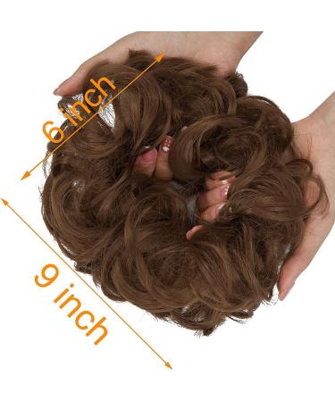 Light Auburn Messy Bun Hair Piece Scrunchies - 2 PCS Curly Wavy Updo Chignon Ponytail Extensions for Women & Girls - Buy Online on SooperMarket.com
