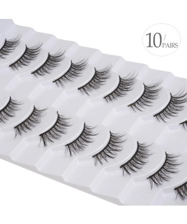 Wansiven Half False Eyelashes Natural 3D Eye Half Eyelashes Multi-layers Wispy Fluffy Curly False Lashes 10 Pairs J33 - Buy Online on SooperMarket.com