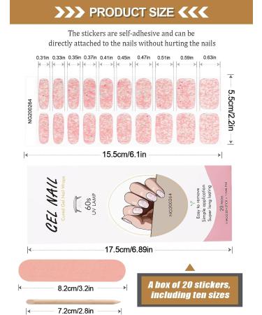 Kalolary 20PCS Luminous Glitter Gel Nail Polish Strips - Glow in the Dark Adhesive Full Wrap Sticker Set with Nail File - Waterproof Pink Gel Nail Wrap Stickers - Buy Online on SooperMarket.com