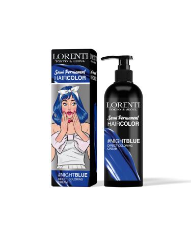 Lorenti Semi Permanent Direct Coloring Cream | Long Lasting Hair Colour Result | Night Blue 250 ml