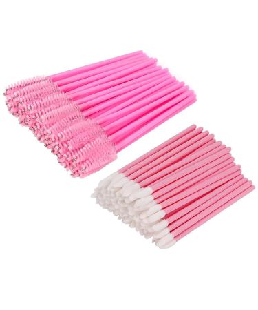 200 PCS Disposable Mascara Wands Lip Wands Set 100 Pcs Eyelash Brush and 100 Pcs Lip Brush Makeup Tool