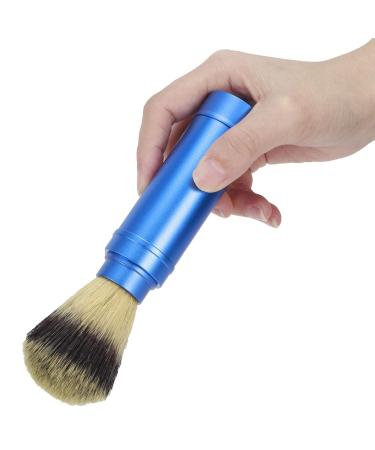 Hilitand Portable Beard Brush & Blue Shaving Brush for Men - Travel-Friendly Aluminum Facial Foam Shaving Brush & Mustache Scissors - Buy Online on SooperMarket.com