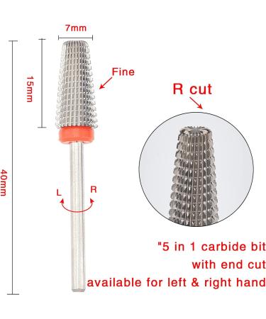 NICENEEDED Tungsten Nail Carbide 5 in 1 Bit Two Way Rotate use for Both Left and Right Handed 3/32 Inch Professional Nail Drill Bits for Fast Remove Acrylic or Hard Gel(Silver Fine) Style 1 - Buy Online on SooperMarket.com