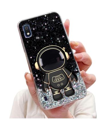 Tivenfezk Nadoli for Samsung Galaxy A10 Astronaut Hidden Stand Shell caricature glitter stand soft silicone bling transparent protective cover samsung galaxy a10 black