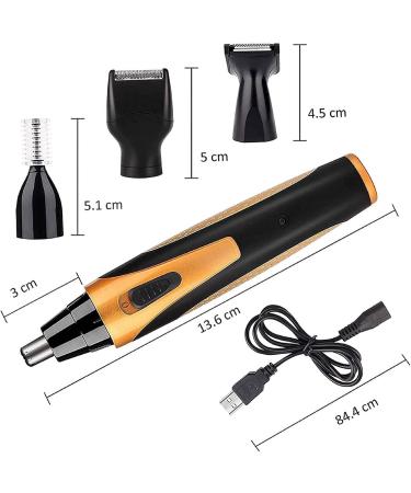 4-in-1 USB Rechargeable Nose Hair Trimmer | Waterproof Cordless Ear & Nose Trimmer for Men & Women - Easy Cleansing Tool - Buy Online on SooperMarket.com