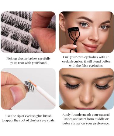 DIY False Eyelashes 45 Cluster Lashes | C Curl Reusable Soft Individual Lashes | Natural Look with Clear Glue | Strong Hold 10-16MM | Fluffy and Reusable - DM01-Natural - Buy Online on SooperMarket.com