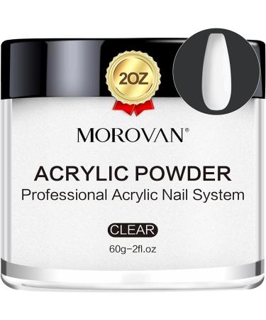 Morovan Clear Acrylic Powder: 60g Professional Acrylic Nail Powder for Acrylic Nails Extension Carving Nails No Need Nail Lamp