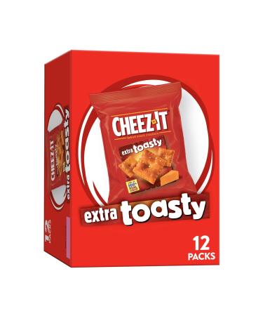 Cheez-It Cheese Crackers, Baked Snack Crackers, Office and Kids Snacks, Extra Toasty,1 Ounce (Pack of 12)
