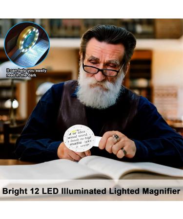 30X Handheld Magnifying Glass with Light - Ideal for Seniors, Reading, Coins, Stamps, Maps, Inspection - Illuminated Magnifier for Macular Degeneration - Buy Online on SooperMarket.com