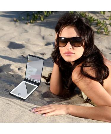 Compact Makeup Mirror Magnifying Mirror with Light Foldable 2-Sided Light Up Travel Mirror USB Rechargeable Compact Mirror 1X and 2X Makeup LED Mirror (Black) - Buy Online on SooperMarket.com