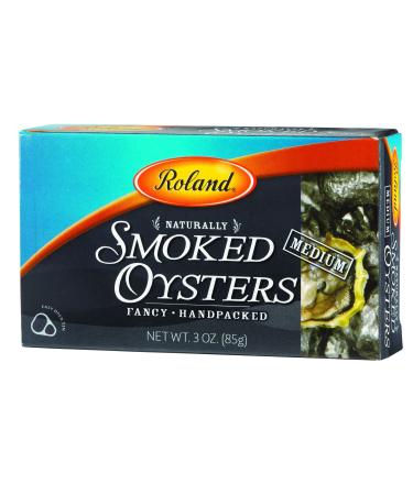 Roland Foods Premium Naturally Smoked Medium Oysters in Oil, Wild Caught, 3 Ounce, Pack of 1