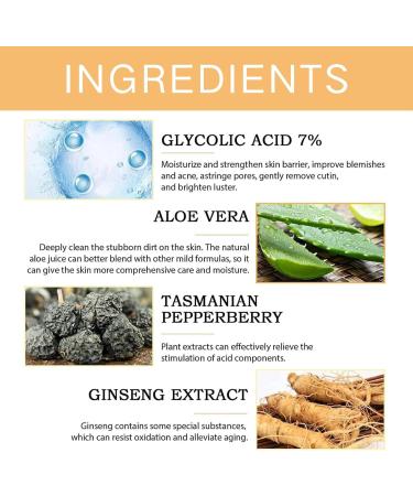 Glycolic Acid 7% Exfoliating Toner 7% Glycolic Acid Toner for Acne Prone Skin Glycolic Acid 7% Toning Solution for Blemishes and Acne Face Toner for Oily Skin Hydrating Toner Minimises Pores - Buy Online on SooperMarket.com