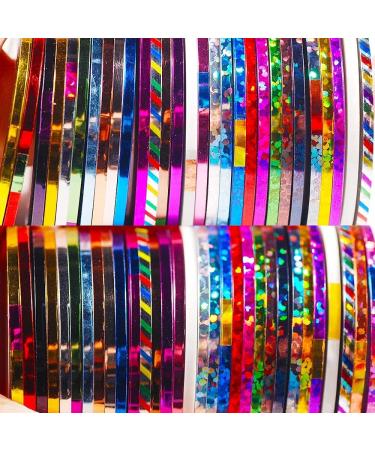10 Rolls Glitter Nail Art Striping Tape Lines Width 2mm-Striping Tape for Nail Art-Nail Striping Tape Foil-Nail Striping Tape Thick-Nail Striping Tape with Dispenser-Self-Adhesive DIY Nail Art Tape - Buy Online on SooperMarket.com