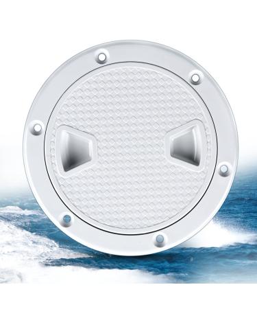 4/6/8 inch Deck Plate Hatch with Detachable Rugged Center,White Non Slip Inspection Hatch w/Detachable Cover white 4 in