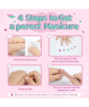 144Pcs Kids Christmas Style Press on Nails | Quick Stick on Fake Nails for Girls | Full Cover Acrylic Nail Kit | Children's Nail Decoration Set - Buy Online on SooperMarket.com