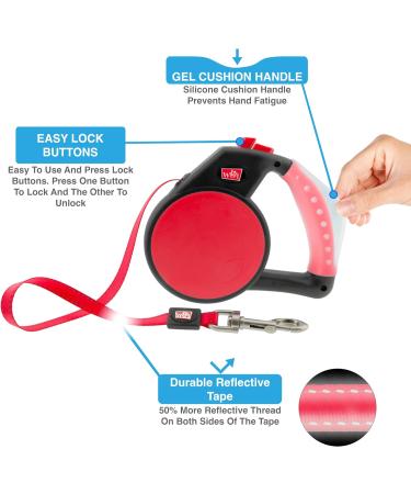 Retractable Gel Pet Leash Handle - Red Medium | Dog Leash - Buy Online on SooperMarket.com
