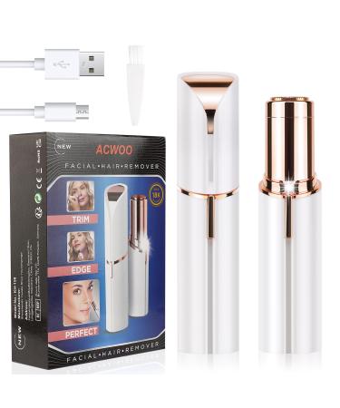 ACWOO Facial Hair Remover for Women Painless Face Hair Trimmer Rechargeable Mini Epilator Lady Shaver Portable Electric Razor for Lips Face Body Built-in LED Light