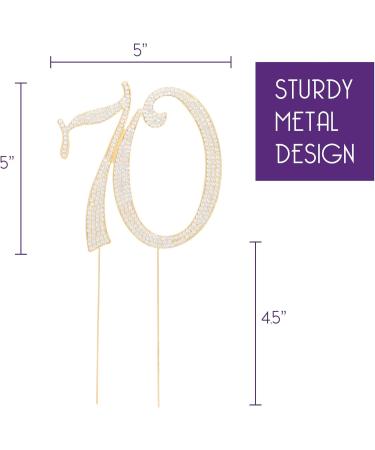 70 Cake Topper for 70th Birthday or Anniversary Gold Crystal Rhinestone Decoration (Gold) - Buy Online on SooperMarket.com