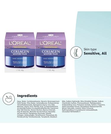 L'Oreal Paris Collagen Face Moisturizer - Anti-Aging Day & Night Cream 2-Pack (1.7 oz) - Smooths Skin & Reduces Wrinkles - Buy Online on SooperMarket.com