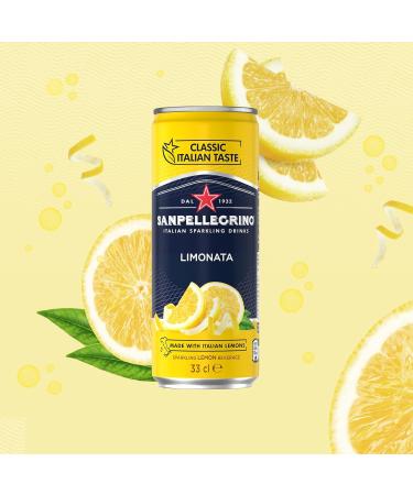 San Pellegrino Italian Sparkling Drinks Classic Taste Original Sparkling Lemon Canned Soft Drink 12 x 330ml - Buy Online on SooperMarket.com