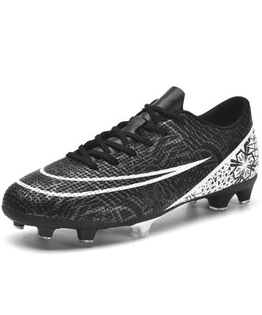 Dimaiglobal soccer shoes men Spike Microfiber Cleats Children Adolescent Professional Football Shoes Athletics Training Shoes Outdoor Sports Shoes Football boots 45 EU Black