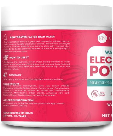 Kate Naturals Watermelon Electrolytes Powder 4oz - Instant Vegan Energy Boost, Prevent Dehydration, Eliminate Cramps - Non-GMO, Keto-Friendly, Zero Sugar - Buy Online on SooperMarket.com