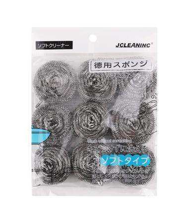 Alicer 9PCs steel sponge potted cleaner made of stainless stainless steel shoe -strong stainless steel wool metal pot scratch for coated pans pots glass ceramic hobs (silver)