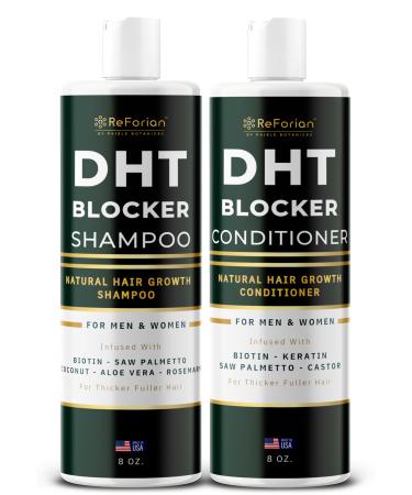 DHT Blocker Shampoo and Conditioner for Hair Growth - NATURAL Dht Blocker for Men with Biotin for Hair Growth Shampoo & Conditioner DHT Blocking Shampoo for Men DHT Blocker for Women Hair Growth Set