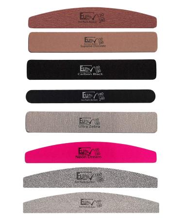 8x Nail File Grit Salon Quality emery board files Artificial nails Sample set