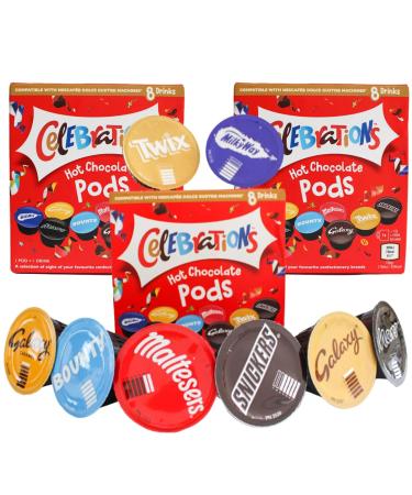 Celebrations Dolce Gusto Compatible Hot Chocolate Pods - Twix Mars Bounty Snickers Galaxy Malteser Milky Way & Galaxy Caramel (24) 24 40 Count (Pack of 1)