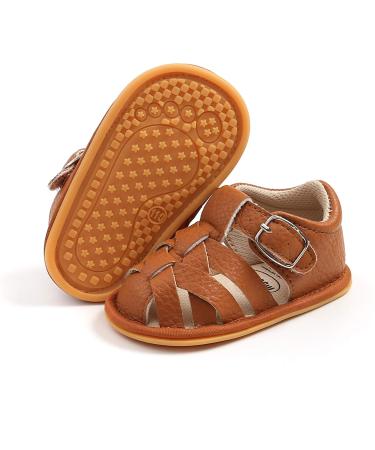 RVROVIC Baby Boys Girls Sandals Soft Sole Summer Infant Crib Shoes Lightwight Toddler Prewalker Outdoor Walking Shoes 0-6 Months 1 Brown