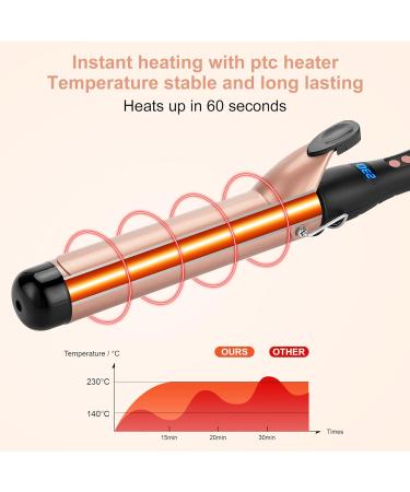 LXMTOU 38mm Large Barrel Curling Wand for Big Curls on Long, Thick Hair - Adjustable Temperature Curling Iron with Glove - Auto-Off Feature - Gold - Buy Online on SooperMarket.com