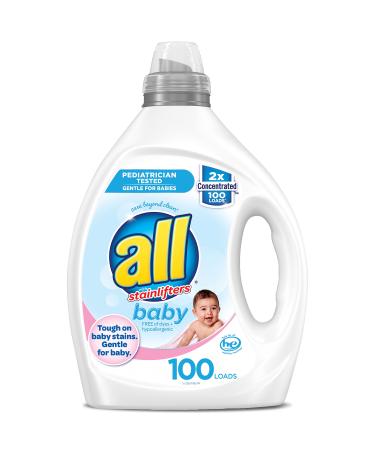 all Liquid Laundry Detergent, Gentle for Baby & Free of Dyes, 100 Loads
