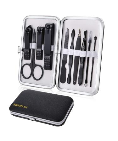 Manicure Set 10-part pedicure kit nail scissors nail care nail clippers kit nail set nageletui nail clippers set travel beauty kit (black)
