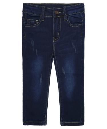 KIDSCOOL SPACE Baby Little Boys Jeans Elastic Band Inside Straight Fit Ripped Denim Pants 4-5 Years Deepblue-2564