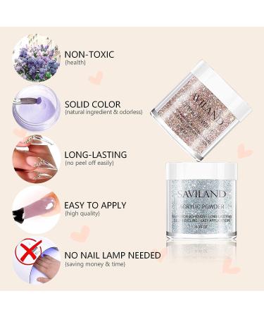 Saviland 10 Colors Acrylic Powder Set - Professional Polymer Colored Acrylic Nail Powder for Nail Extension - Glitter White Pink - No Nail Lamp Needed - Buy Online on SooperMarket.com