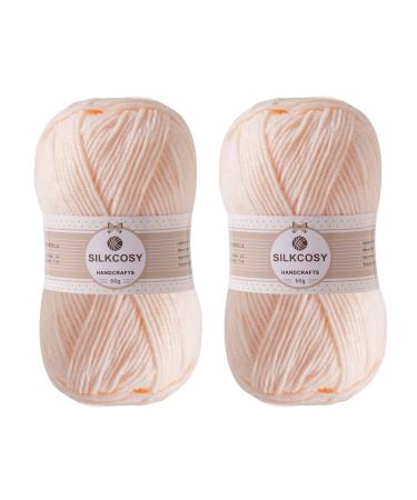2 Pcs Crochet Yarn  Feels Soft 280 Yards Assorted Colors 4ply Acrylic Yarn Yarn for Crochet & Hand Knitting-Skin Color