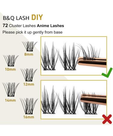 72 PCs DIY Individual Eyelashes for Beginners - Reusable Wispy & Fluffy Extensions (B03 D-12mm) - Perfect for At-Home Applications - Buy Online on SooperMarket.com