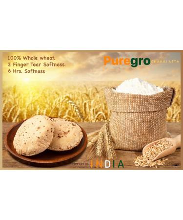 Puregro CHAKKI ATTA 10Kg | 100% Whole Wheat Traditional Indian Flour | Make Rotis & Chappatis | Made with Sharbati Wheat - Buy Online on SooperMarket.com