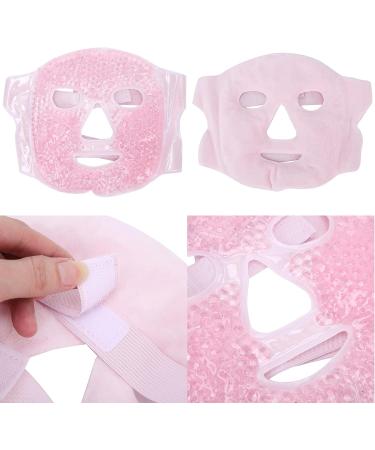 Hot Cold Compress Facial Gel Mask Reusable Washable Gel Beads Face Mask for Dark Circles and Puffiness Skin Friendly Cooling Gel Face Mask with Elastic Band Design (Pink) - Buy Online on SooperMarket.com