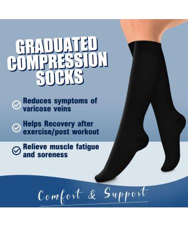 Laite Hebe Compression Socks - 4 Pairs for Women & Men - Best Support for Nurses, Running & Athletic - Black/White/Grey/Navy - Small/Medium - Buy Online on SooperMarket.com